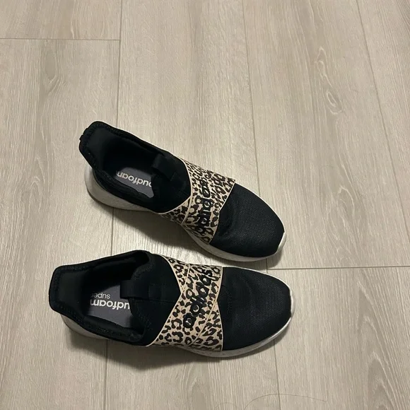 adidas Women's Slip-On Sneakers with Leopard Strap - Black & Tan - Picture 2 of 4